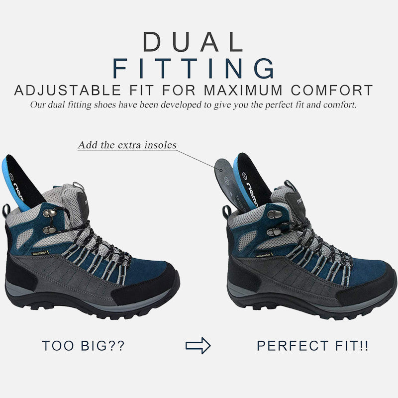 riemot Walking Boots for Women Blue Fully Waterproof High Rise Hiking Shoes - Knixmax