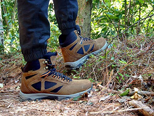 Knixmax Men's High Rise Hiking Boots, Brown, Mountain Climbing Ankle Boots - Knixmax