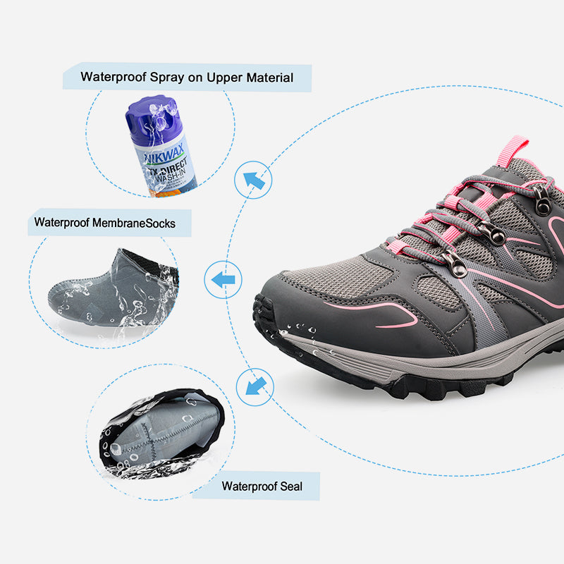 riemot Women's Breathable Outdoor Trainers, Grey, Trail Running Shoes for Summer Hiking Trekking Climbing