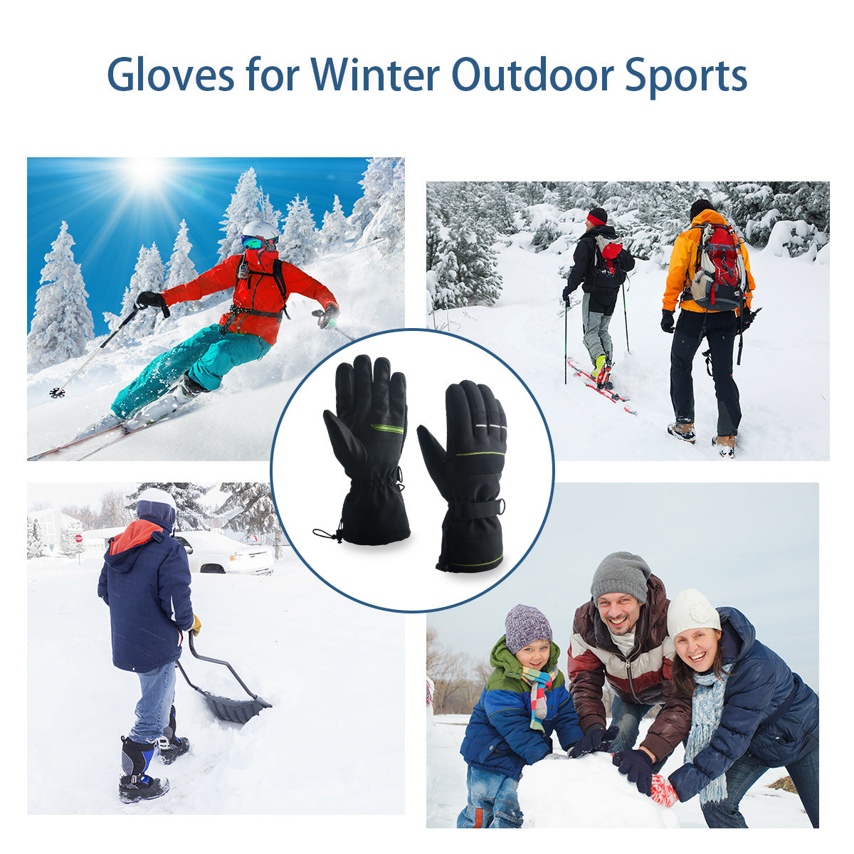 Mens Cycling Gloves Running Gloves Waterproof Windproof Anti-slip Touch Screen Gloves Thermal Winter Gloves for Skiing Camping - Knixmax
