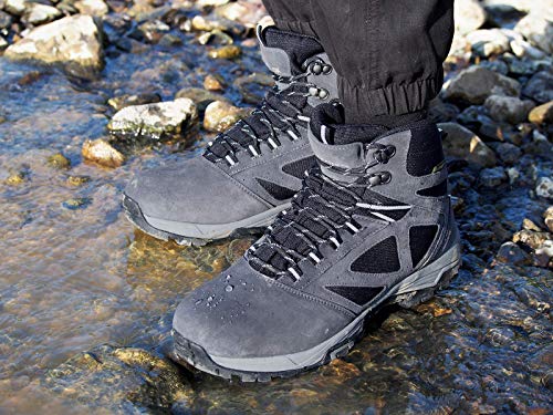 Knixmax Men's High Rise Hiking Boots, Grey, Mountain Climbing Ankle Boots - Knixmax