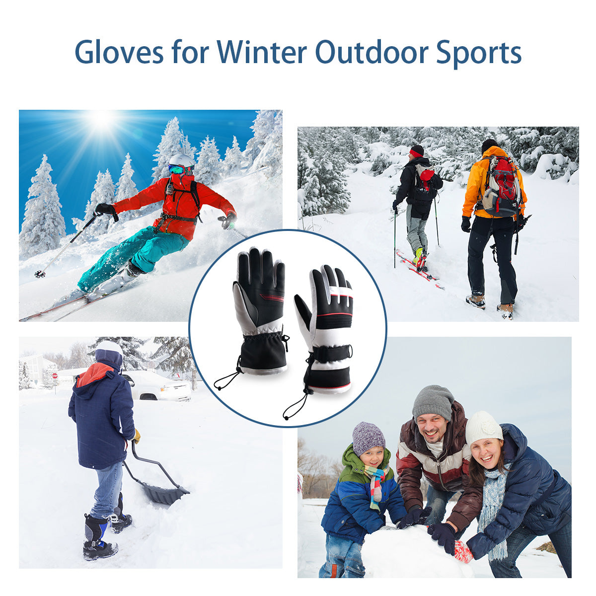 Waterproof Cycling Gloves for Women Ladies Thermal Running Gloves Ski Gloves, Windproof Anti-slip Warm Winter Gloves for Outdoor - Knixmax