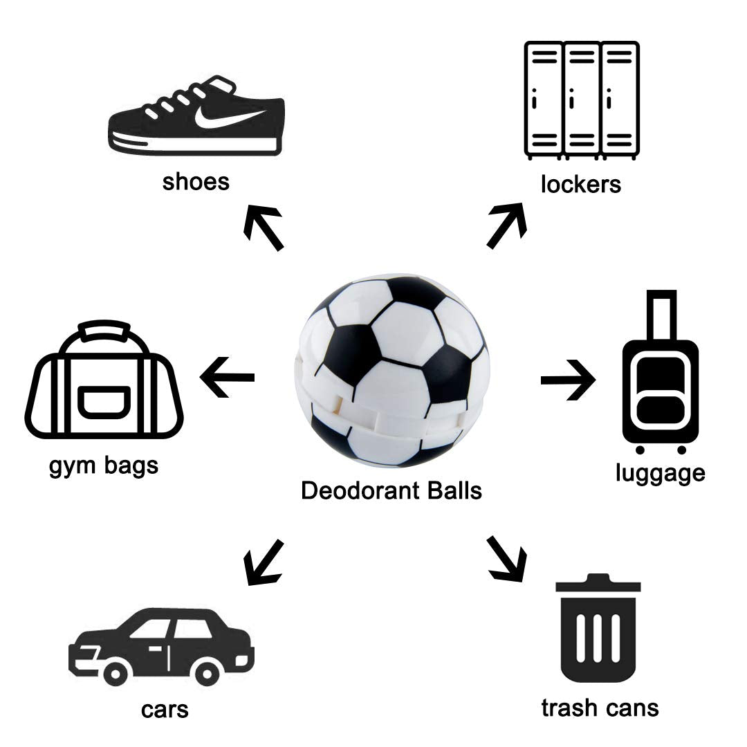 Knixmax Shoe Deodorant Balls Air Fresheners Odour Eliminator for Footwear Backpacks Gym Bag Lockers 2 Balls Set - Soccer/Jasmine Scent