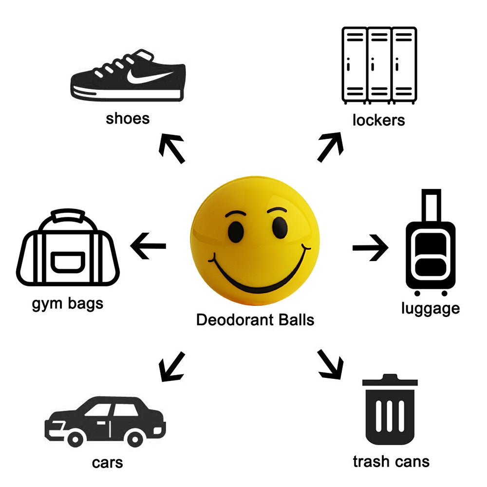 Knixmax Shoe Deodorant Balls Air Fresheners Odour Eliminator for Footwear Backpacks Gym Bag Lockers 2 Balls Set - Smile/Jasmine Scent