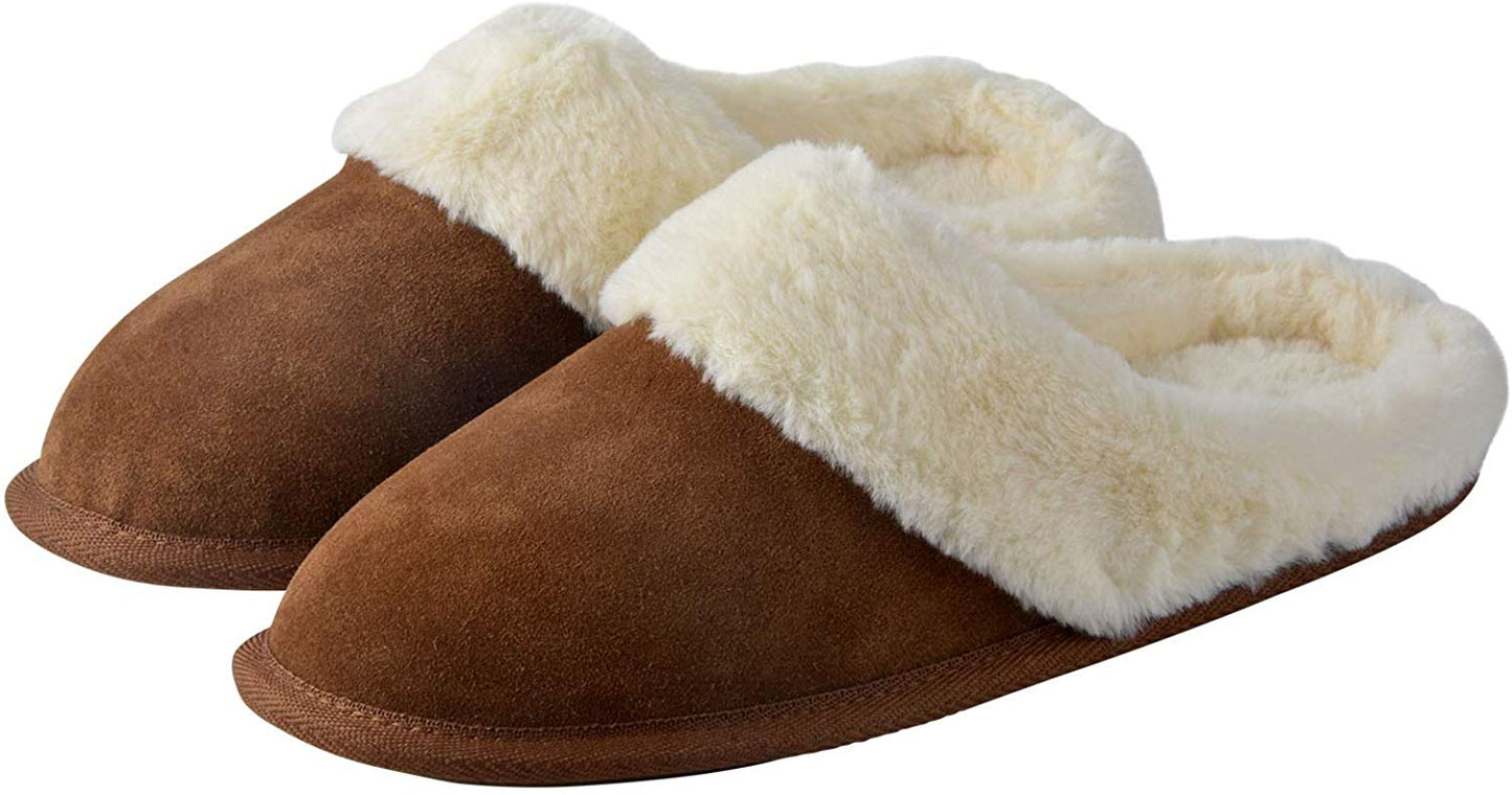 riemot Comfy Furry House Slippers for Women, Brown - Knixmax