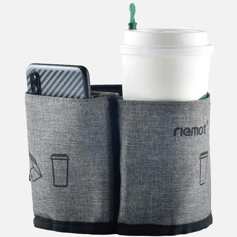 riemot Luggage Travel Cup Holder, Hands Free Drinks Caddy, Perfect Gifts for Frequent Travelers(Grey)