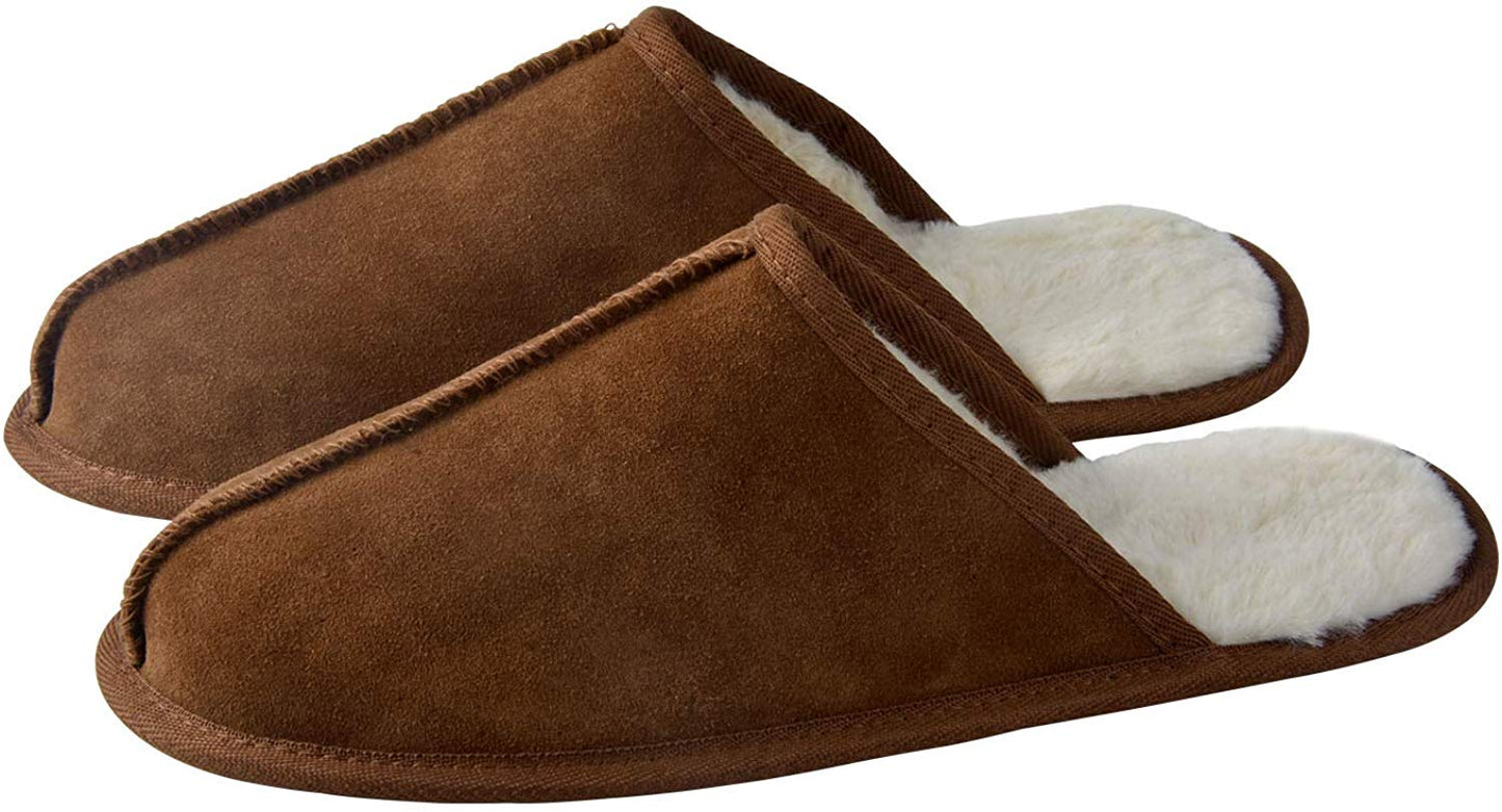riemot Comfy Furry House Slippers for Men, Brown - Knixmax