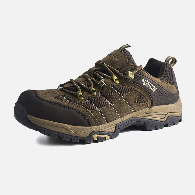 Knixmax Men's Trekking Hiking Shoes, Brown, Low Rise Waterproof Walking Shoes, Outdoor Sport Trainers - Knixmax