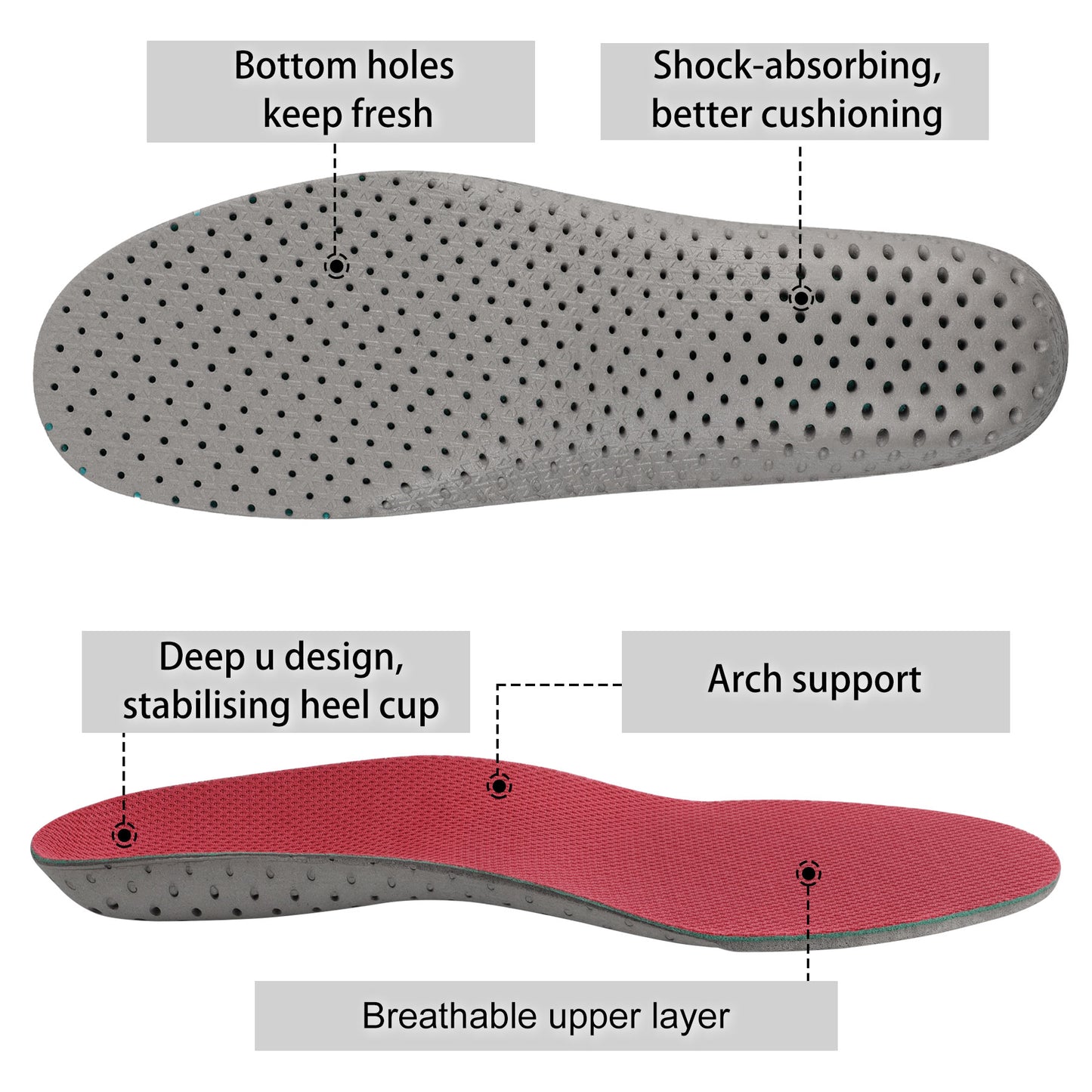 Knixmax Sports Insoles Rose Arch Support Full Length Orthotic Inserts for Women