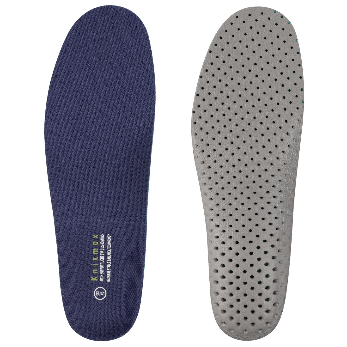 Knixmax Sports Insoles Navy Arch Support Full Length Orthotic Inserts for Men Women