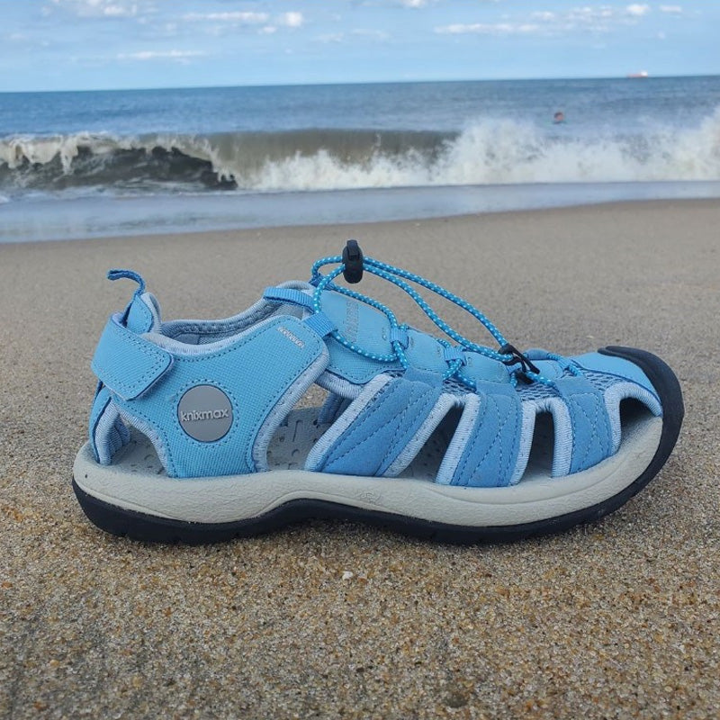 Knixmax Women's Closed Toe Sandals Blue Wide Fit Sports Summer Shoes(Upgraded Version)