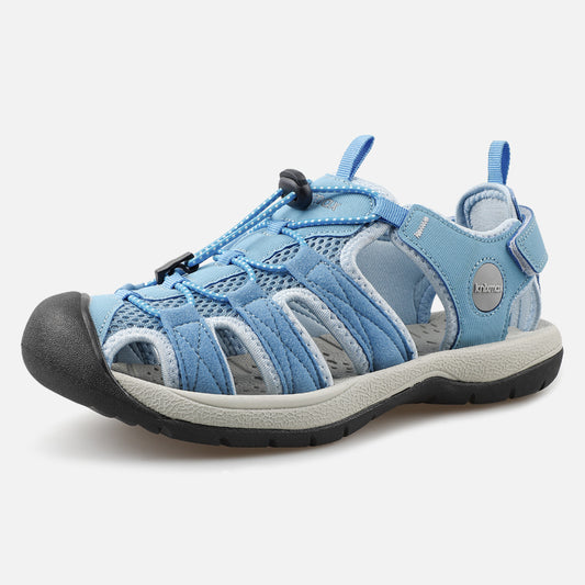 Knixmax Women's Closed Toe Sandals Blue Wide Fit Sports Summer Shoes(Upgraded Version)