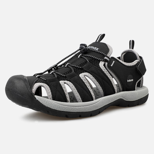 Knixmax Men's Closed Toe Sandals Black Wide Fit Sports Summer Shoes(Upgraded Version)