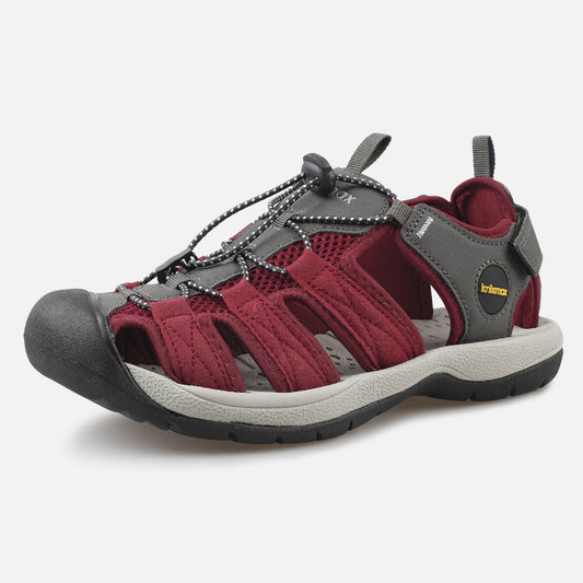 Knixmax Women's Closed Toe Sandals Red Wide Fit Sports Summer Shoes(Upgraded Version)
