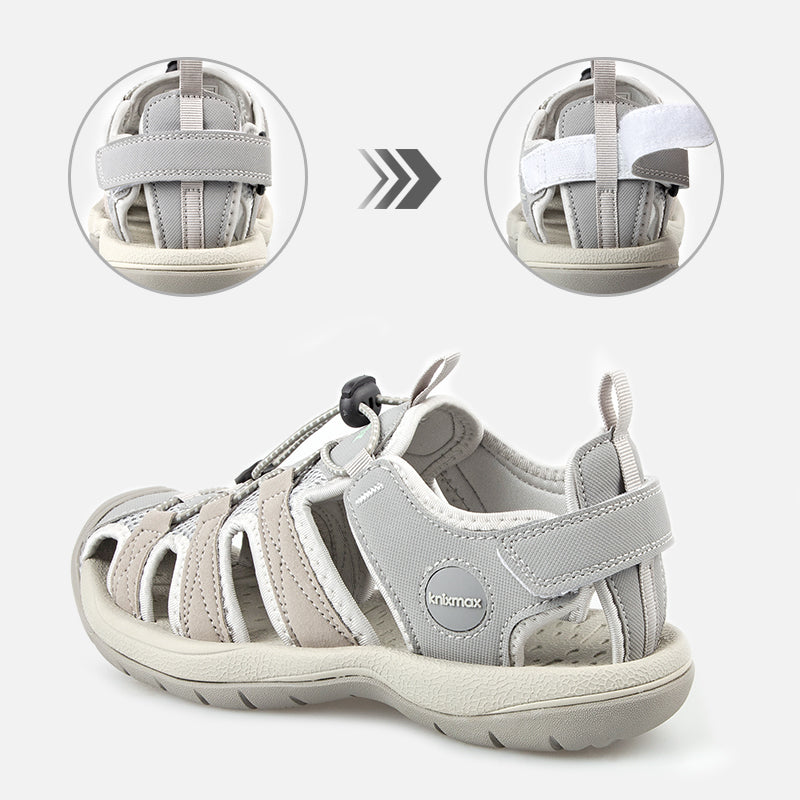 Knixmax Women's Closed Toe Sandals Grey Wide Fit Sports Summer Shoes(Upgraded Version)