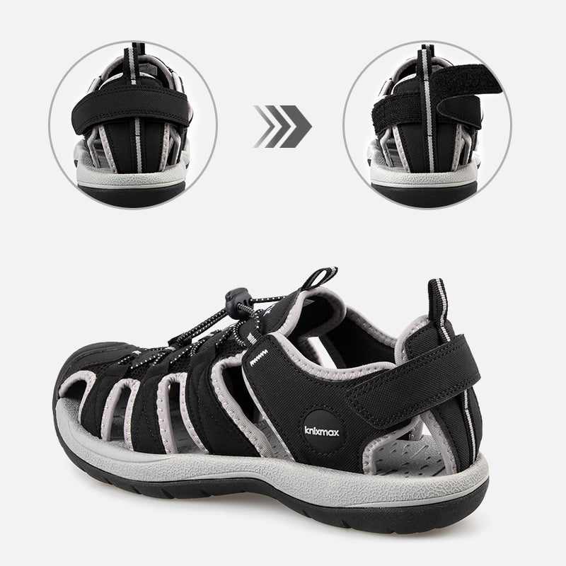 Knixmax Men's Closed Toe Sandals Black Wide Fit Sports Summer Shoes(Upgraded Version)