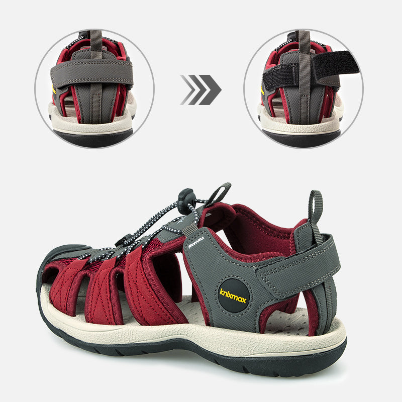 Knixmax Women's Closed Toe Sandals Red Wide Fit Sports Summer Shoes(Upgraded Version)
