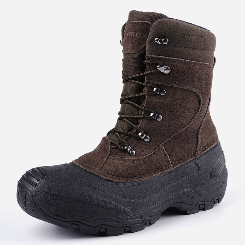 Knixmax Men's Snow Boots Brown Waterproof Sole Winter Boots