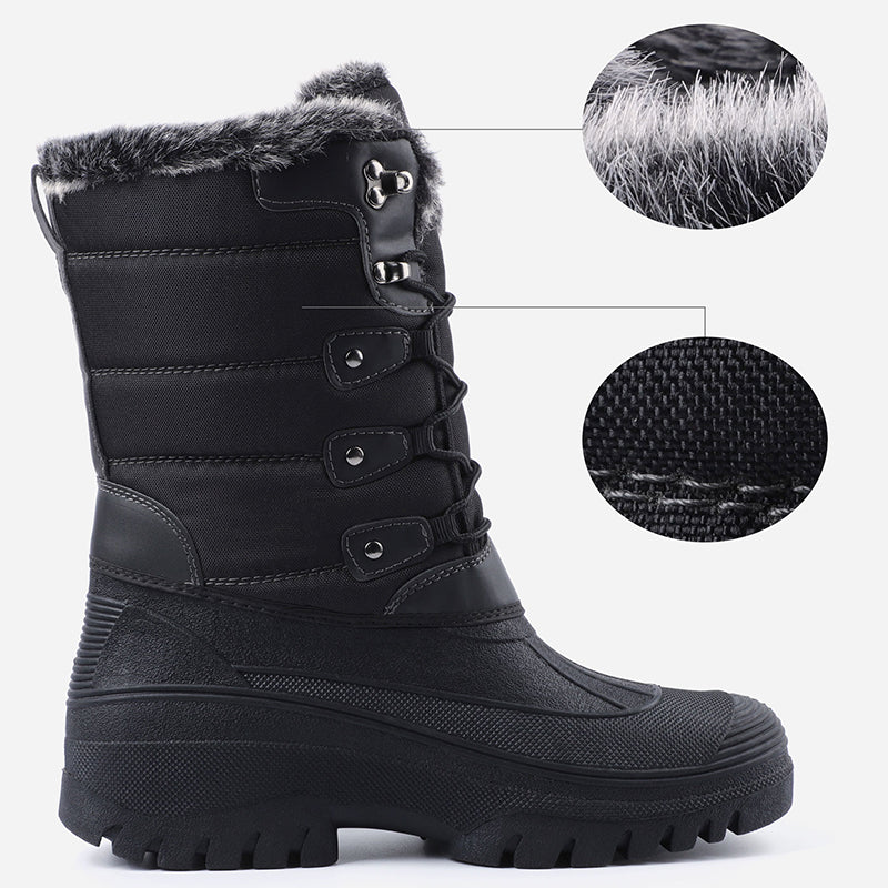 Knixmax Women s Snow Boots Black Waterproof Sole Fur Lined Winter Boot