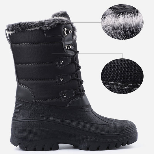 Knixmax Women's Snow Boots Black Waterproof Sole Fur Lined Winter Boots(Upgraded Version)