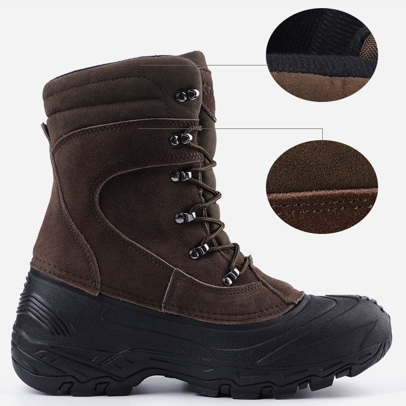 Knixmax Men's Snow Boots Brown Waterproof Sole Winter Boots