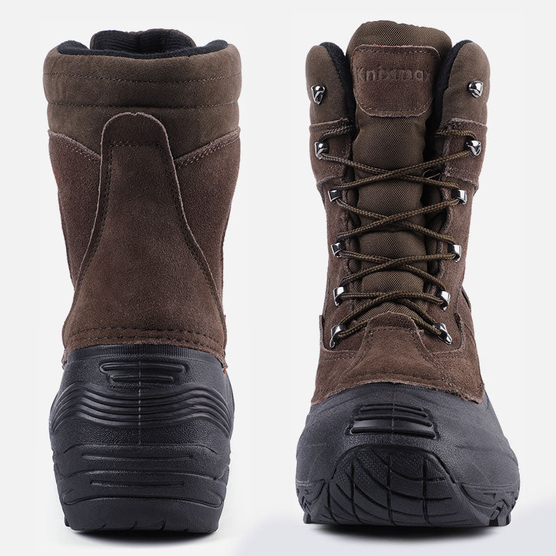 Knixmax Men's Snow Boots Brown Waterproof Sole Winter Boots