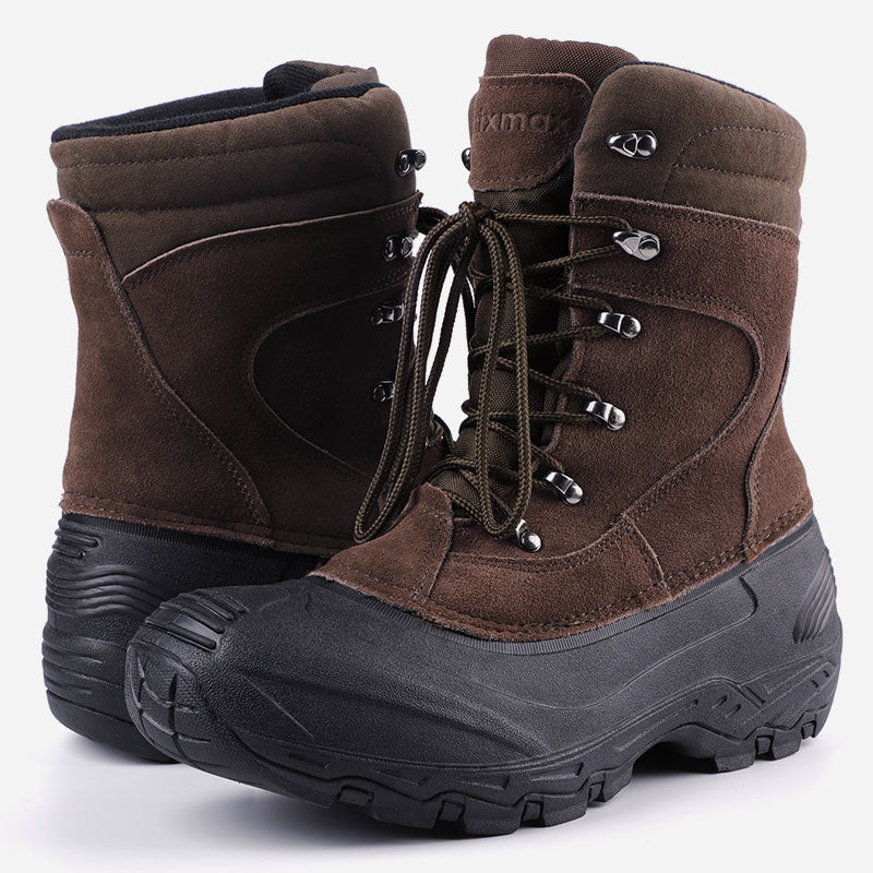 Knixmax Men's Snow Boots Brown Waterproof Sole Winter Boots