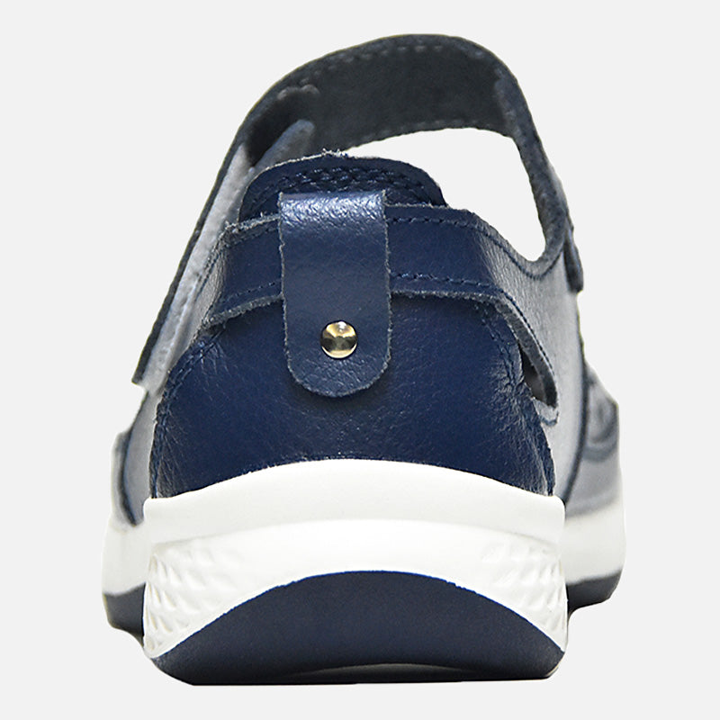 Knixmax Women's Leather Flats Loafers Mary Jane Navy Shoes - Knixmax