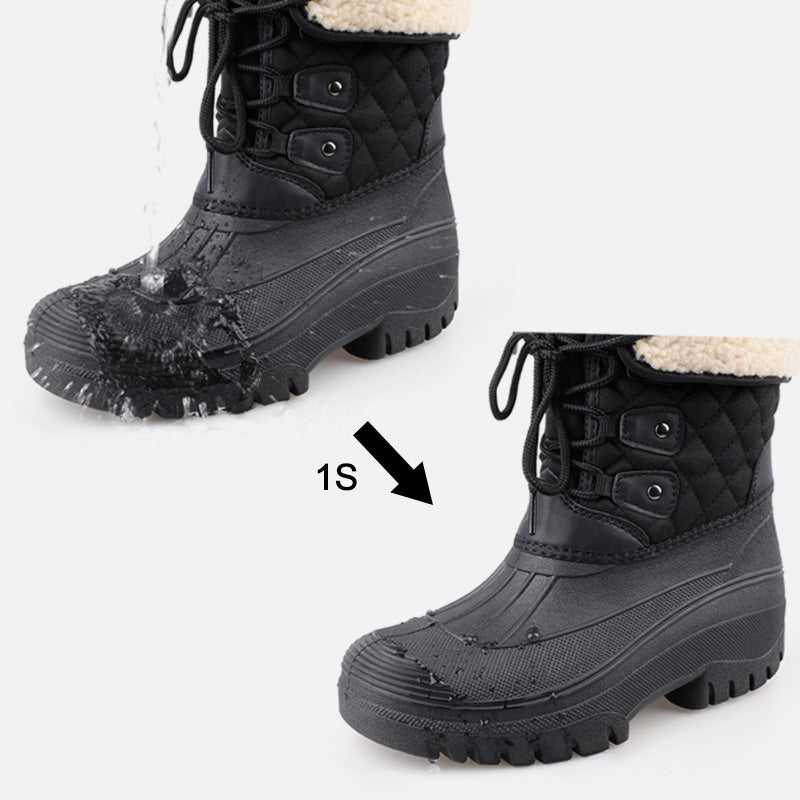 Knixmax Women's Black Snow Boots with Warm Lining, Waterproof Upper and Non-slip Sole Winter Boots