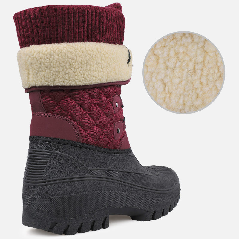 Knixmax Women's Red Snow Boots with Warm Lining, Waterproof Upper and Non-slip Sole Winter Boots