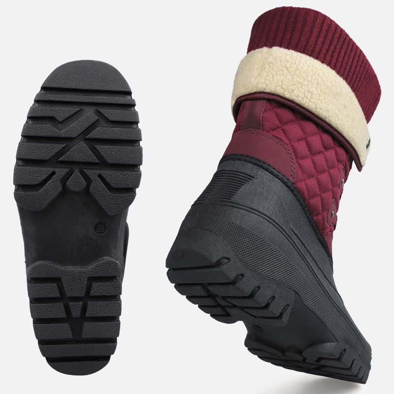 Knixmax Women's Red Snow Boots with Warm Lining, Waterproof Upper and Non-slip Sole Winter Boots
