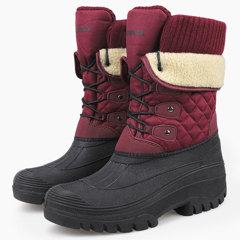 Knixmax Women's Red Snow Boots with Warm Lining, Waterproof Upper and Non-slip Sole Winter Boots
