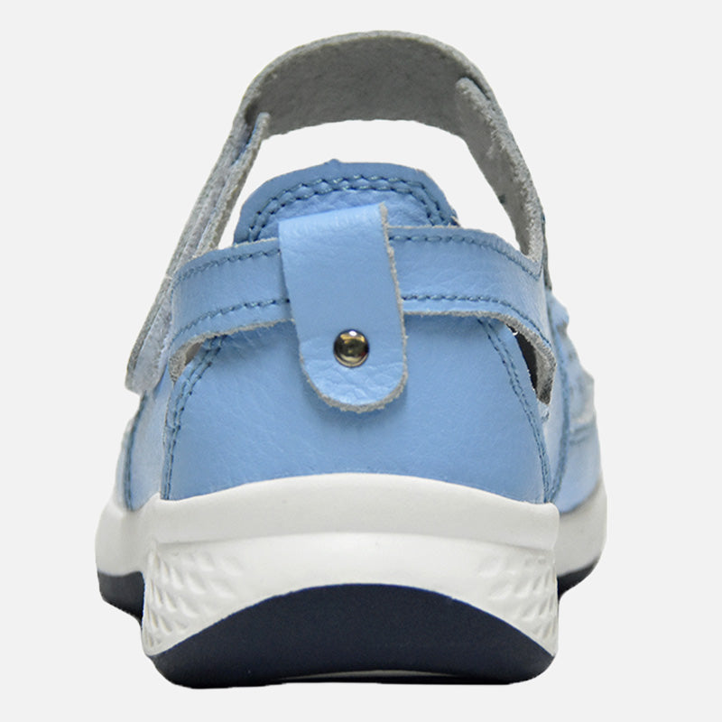 Knixmax Women's Leather Flats Loafers Mary Jane Sky Blue Shoes - Knixmax