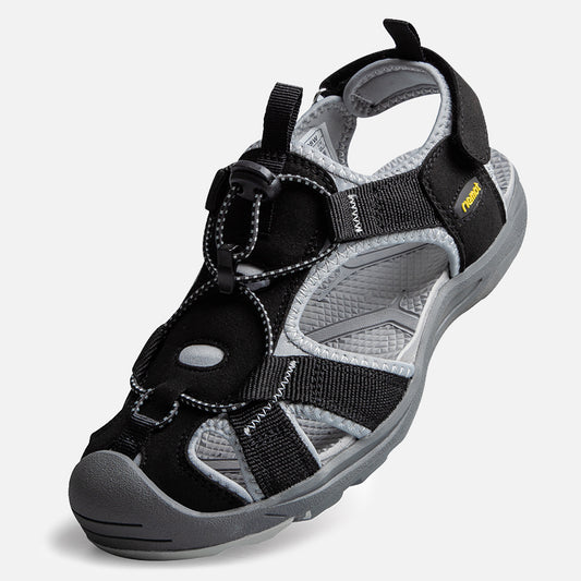 riemot Womens Closed Toe Black Sandal for Summer Beach(Upgraded Version) - Knixmax