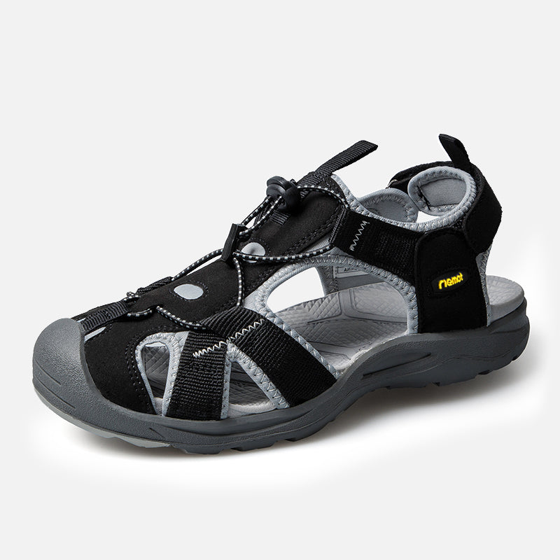riemot Womens Closed Toe Black Sandal for Summer Beach(Upgraded Version) - Knixmax