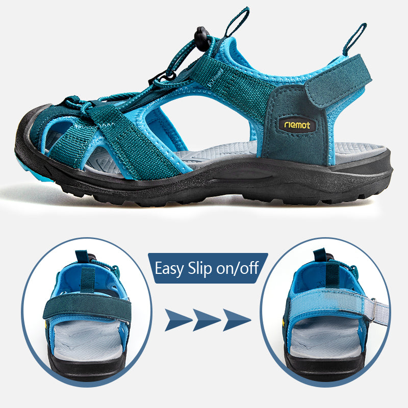 riemot Womens Closed Toe Green Sandal for Summer Beach(Upgraded Version) - Knixmax