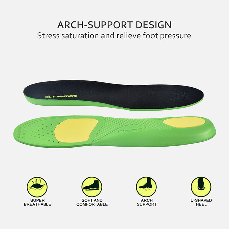 riemot Men's Orthotic Sport Insoles Black Full Length Inner Soles with Arch Support - Knixmax