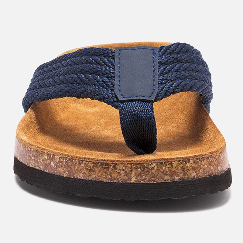 TIESTRA Cork Vegan Unisex Flip Flops with Comfortable Footbed, Casual Summer Sandals Navy