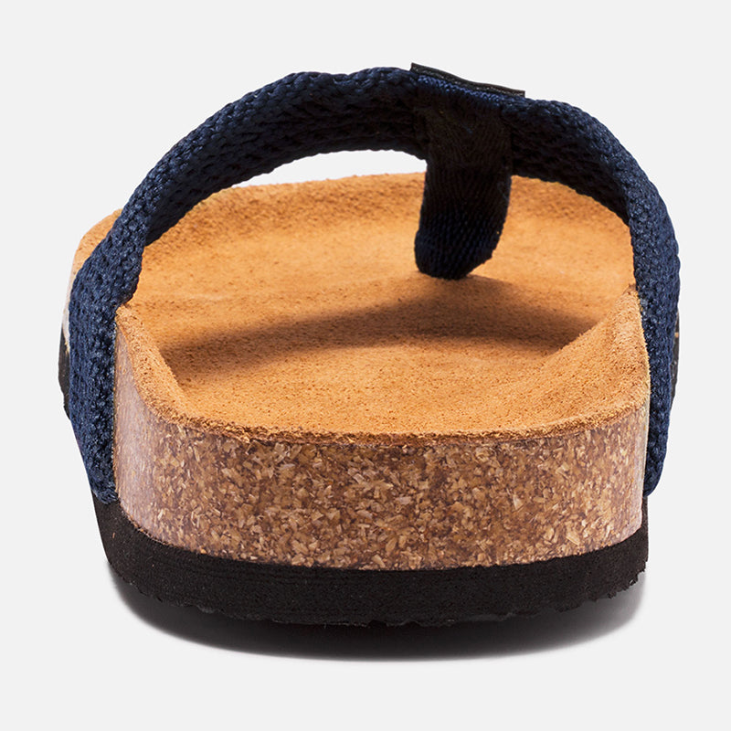 TIESTRA Cork Vegan Unisex Flip Flops with Comfortable Footbed, Casual Summer Sandals Navy