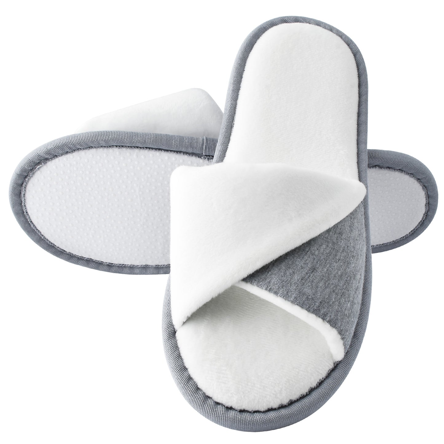 TIESTRA House Slippers Grey White Women Warm Memory Foam Soft Winter Slippers - Knixmax
