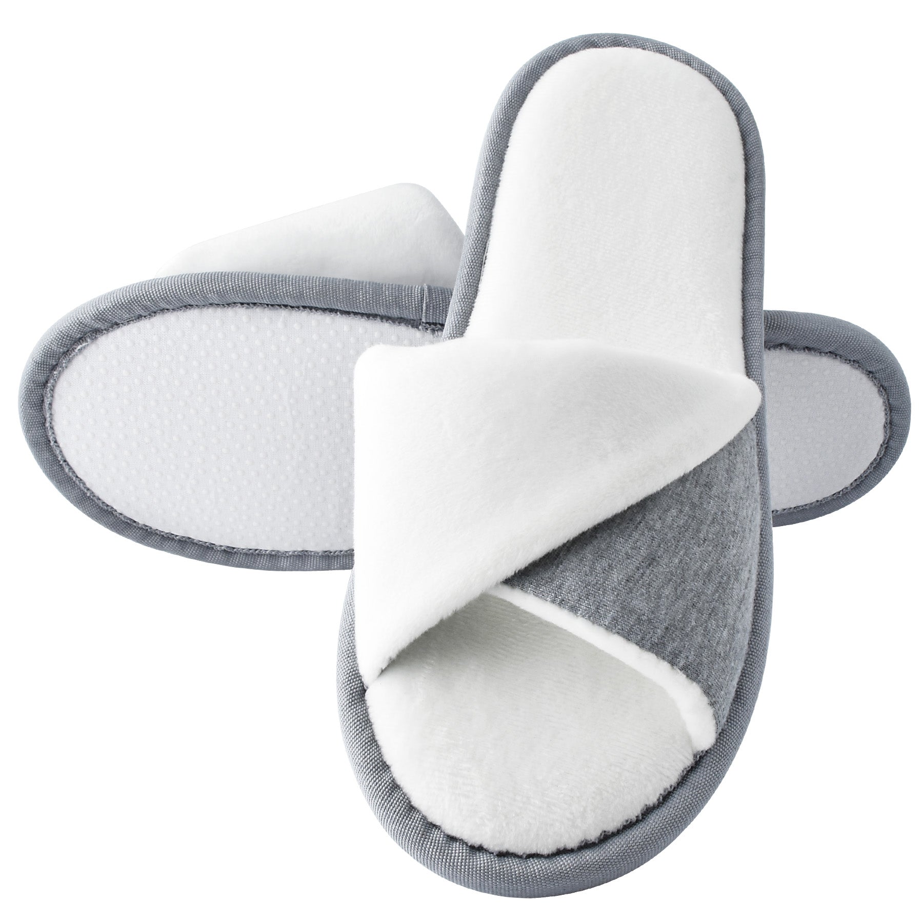 TIESTRA House Slippers Grey White Women Warm Memory Foam Soft Winter Slippers - Knixmax