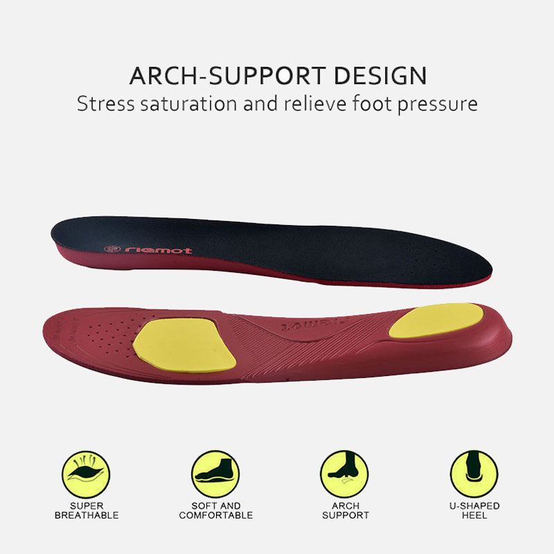 riemot Women's Orthotic Sport Insoles Black Full Length Inner Soles with Arch Support - Knixmax