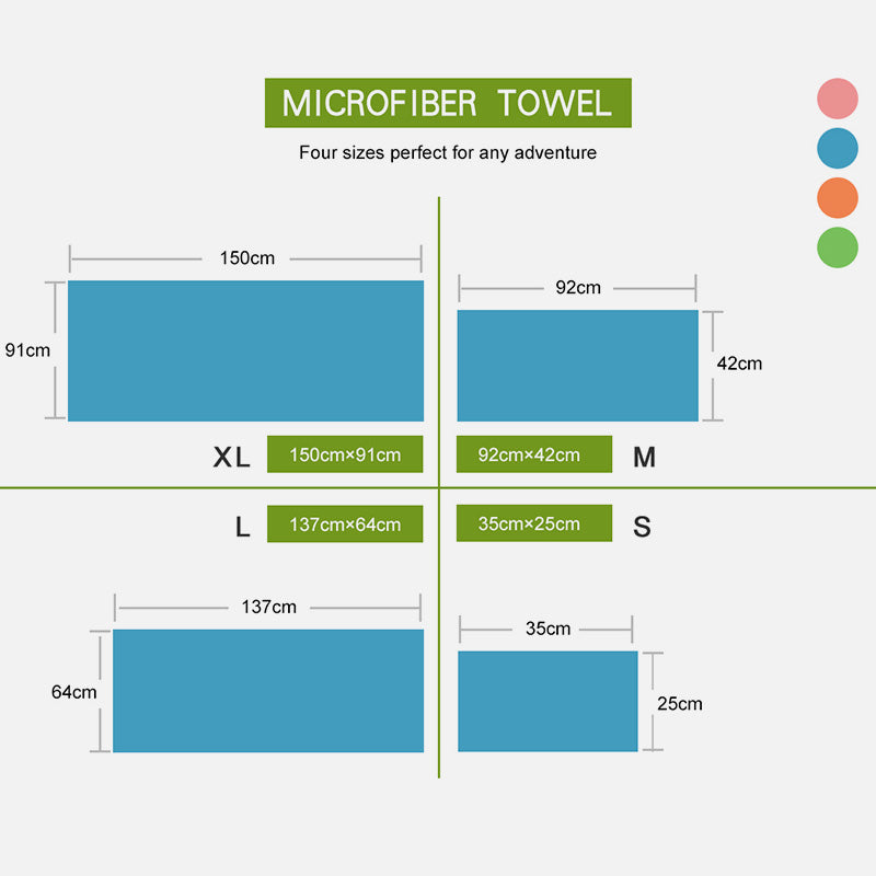 riemot Microfibre Blue Towel Lightweight Quick Drying Absorbent For Travel Camping Backpacking Sports Fitness - Knixmax