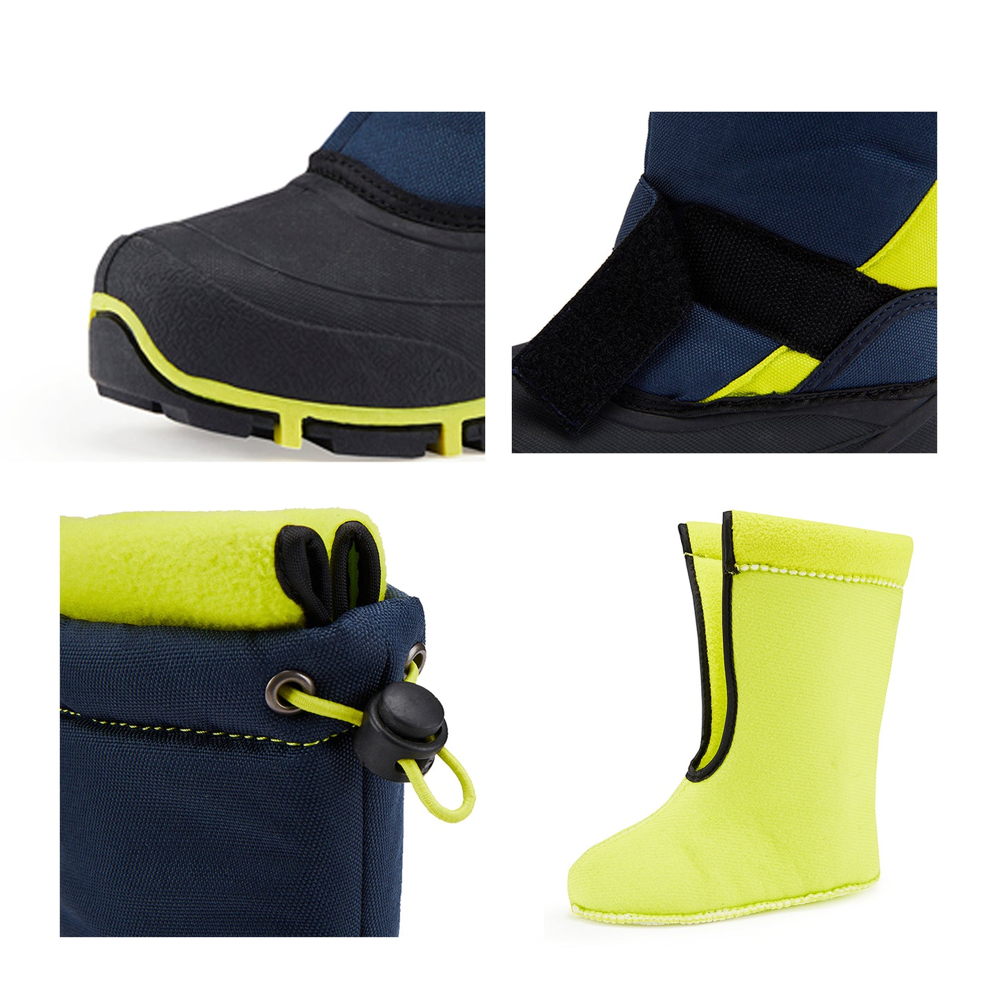 riemot Kids Snow Boots, Black Green, Waterproof Warm Shoes - Knixmax