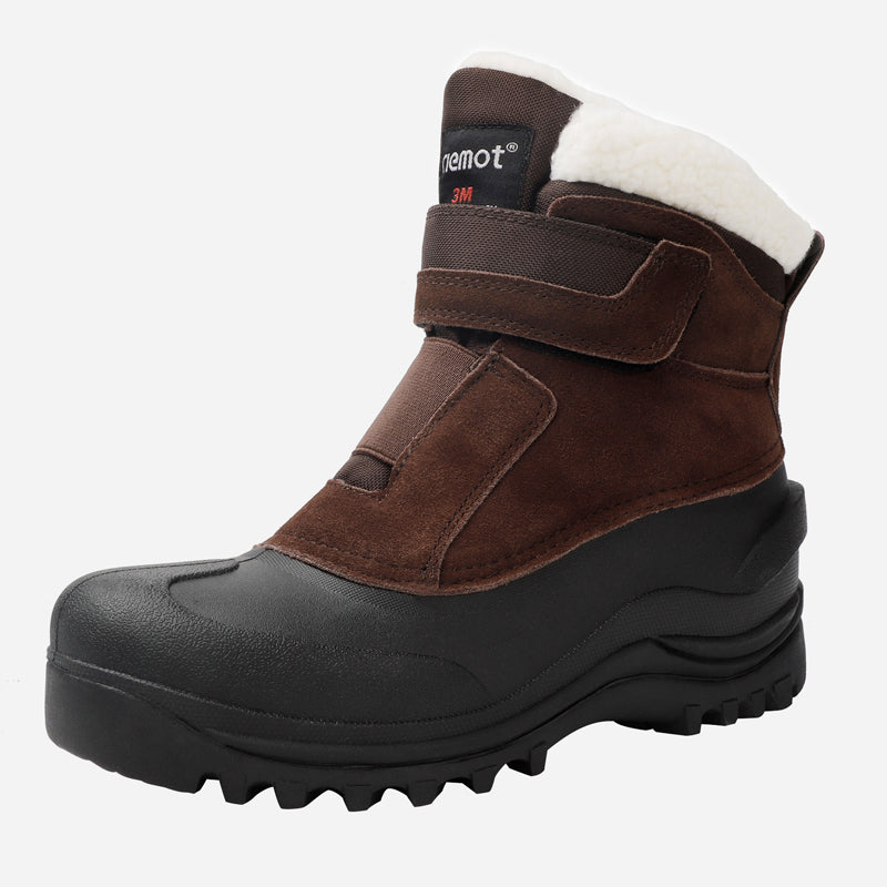 riemot Women's Slip On Brown Snow Boots Waterproof Comfortable Anti-Slip Boots