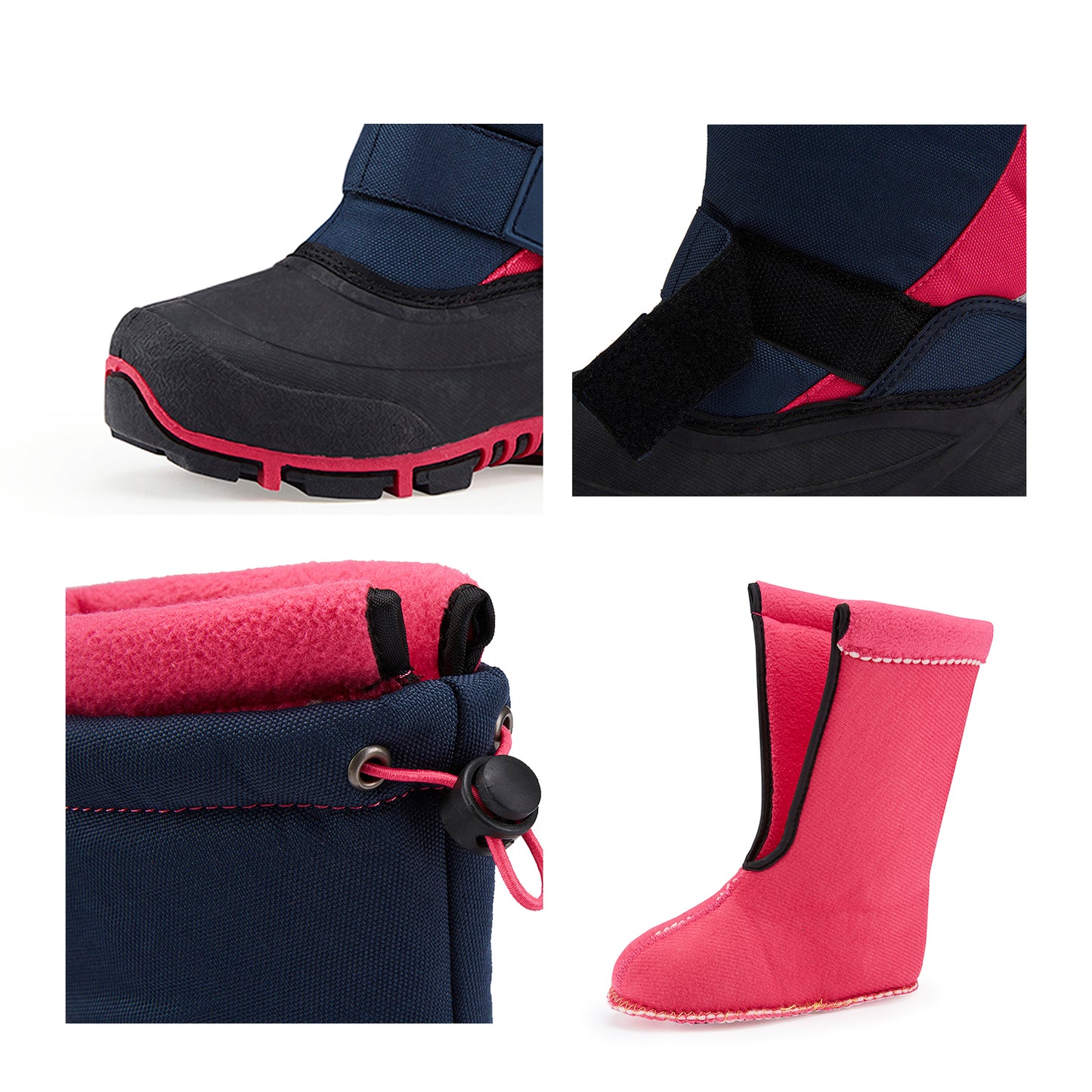 riemot Kids Snow Boots, Black Rose, Waterproof Warm Shoes - Knixmax
