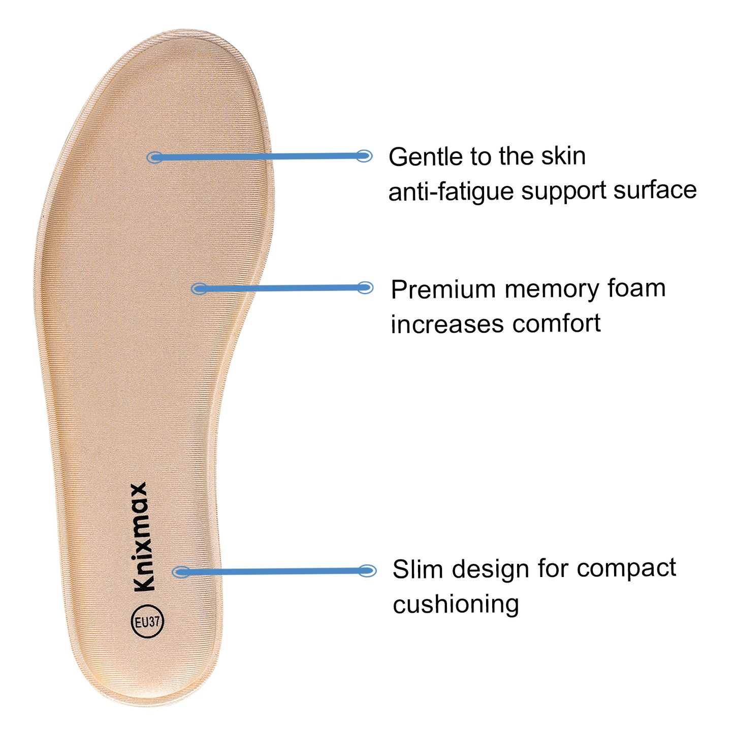 Knixmax Women Memory Foam Insoles Comfort Shoe Inserts Shock Absorption Cushioning Foot Support Pads