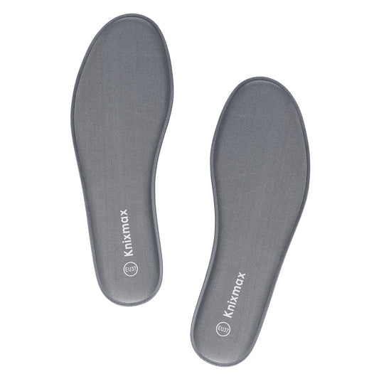 Knixmax Men's Memory Foam Insoles, Grey, for Athletic Shoes & Sneakers