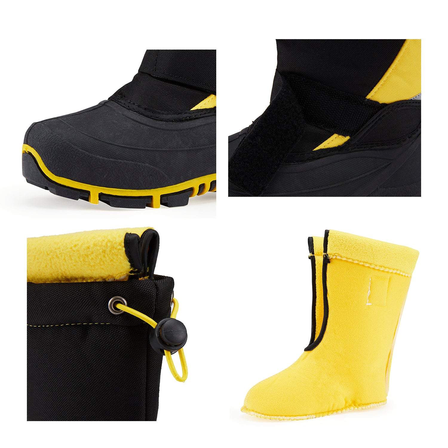 riemot Kids Snow Boots, Black Yellow, Waterproof Warm Shoes - Knixmax