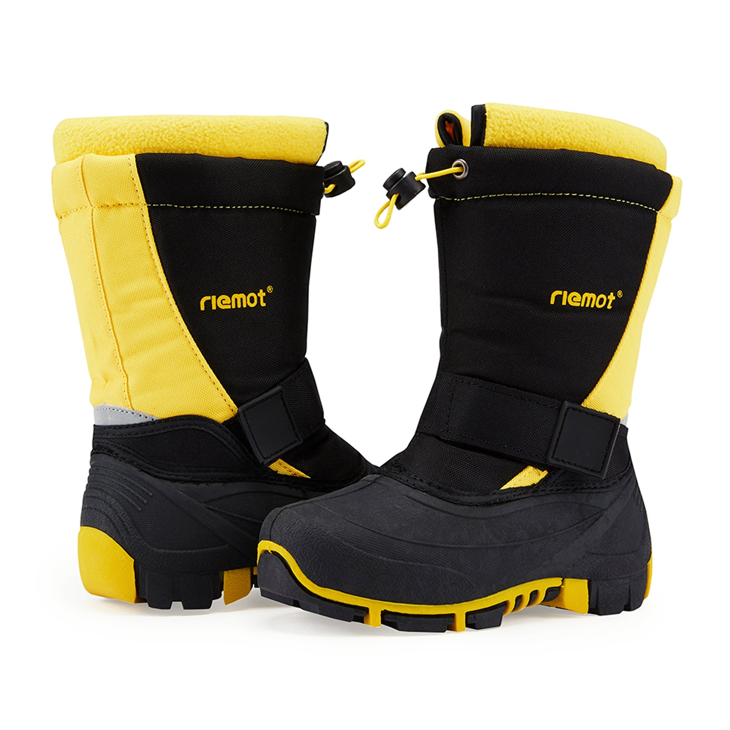 riemot Kids Snow Boots, Black Yellow, Waterproof Warm Shoes - Knixmax